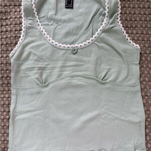 Forever 21 Mint Ribbed Fitted Tank Top